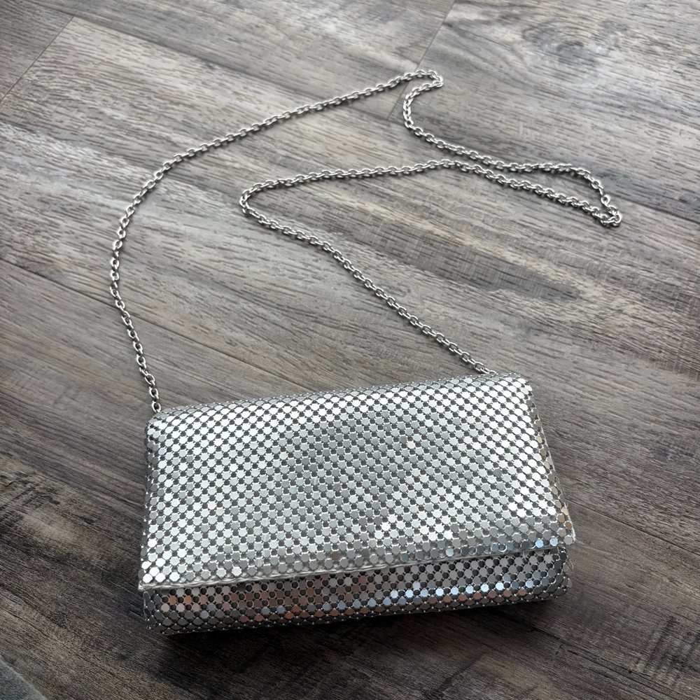 Vintage Gunne Sax Silver metal mesh shoulder bag Clutch Chain Bag party evening
